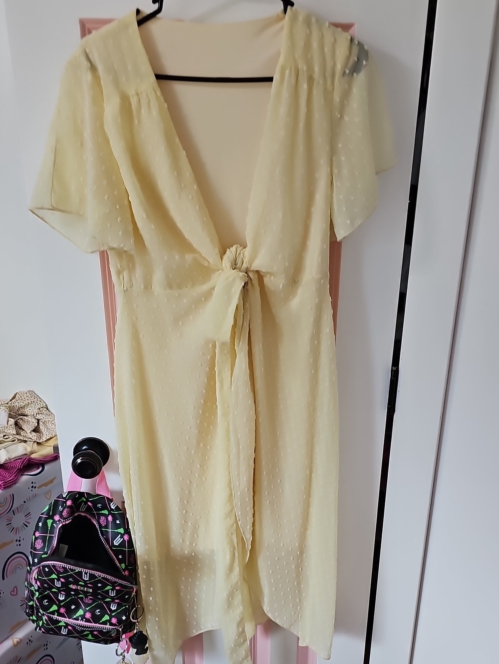 SHEIN Pale Yellow Wrap Dress- Gorgeous. Size Medium